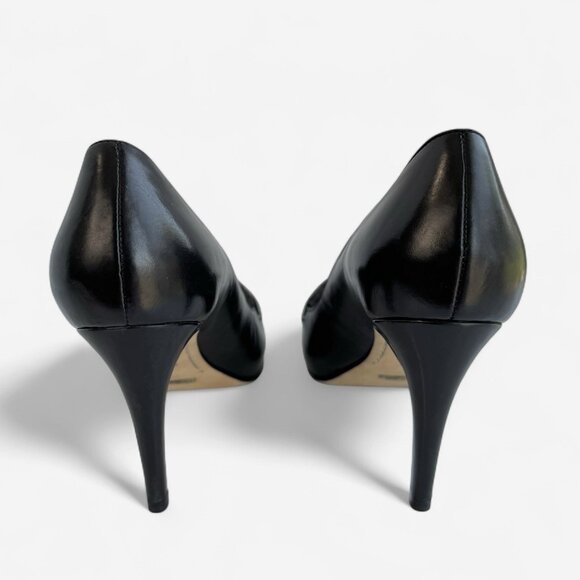 Cole Haan Womens Heels Violet Air Moc Pump 90 Size 8 B Black Leather Gray Wool - Picture 5 of 9